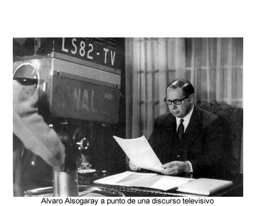 Alvaro Alsogaray en un discurso televisivo